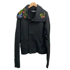 NormaKamali Cotton Blend Zip Up Sweatshirt/Jacket With Boiled Wool Details. XXL